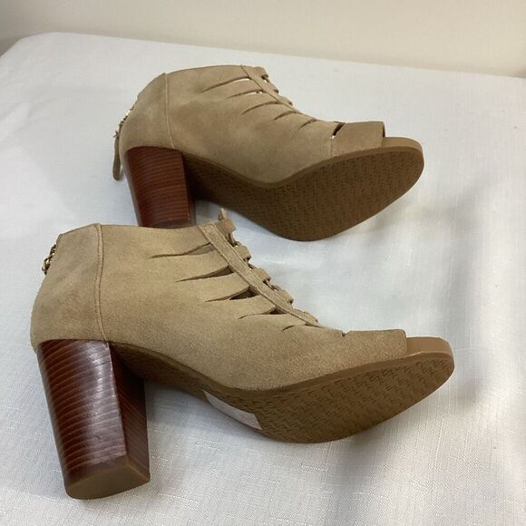 Michael Kors Women’s Open-toe Lace-up Tan Suede Bootie Size 6 - Picture 4 of 7